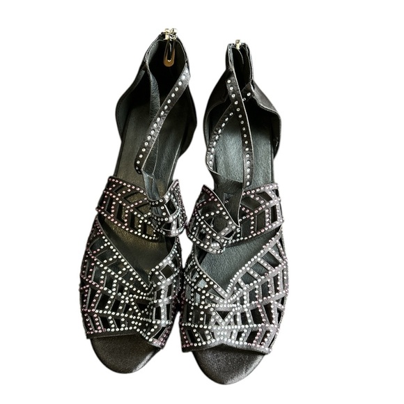SOLD Elegant Black Rhinestone Sandals - Picture 3 of 7